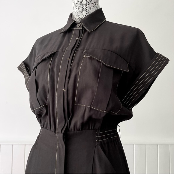 Rock & Republic Button Down Short Sleeve Jumpsuit with TopStitching Size M - Picture 4 of 14